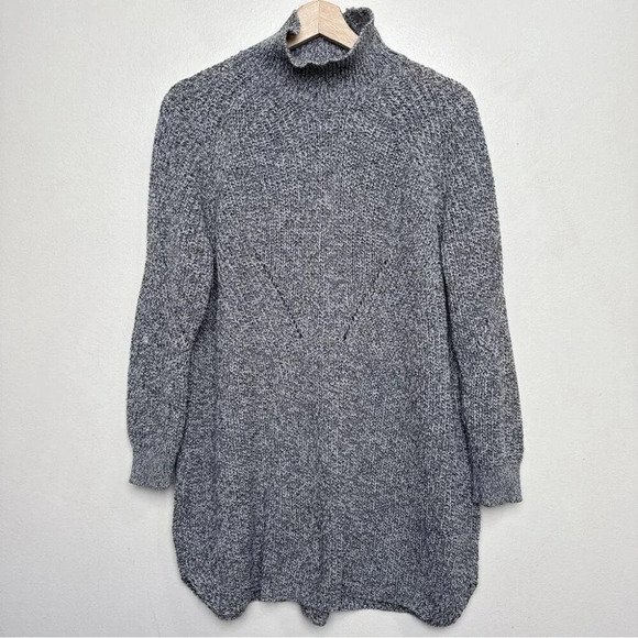 Topshop Womens 6 Marble Grey  Balloon Sleeve Mock Neck Sweater Dress - Picture 2 of 15